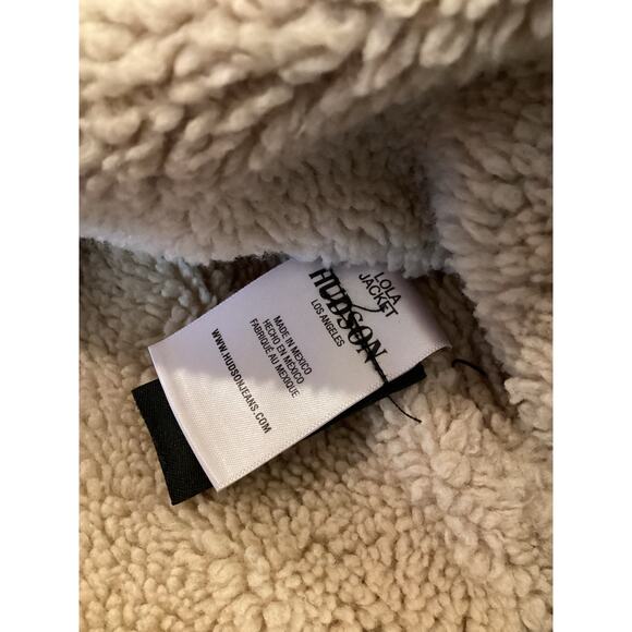 Hudson Faux Shearling shrunken Lola Trucker Jacket  burgandy cotton denim XS - Picture 6 of 9